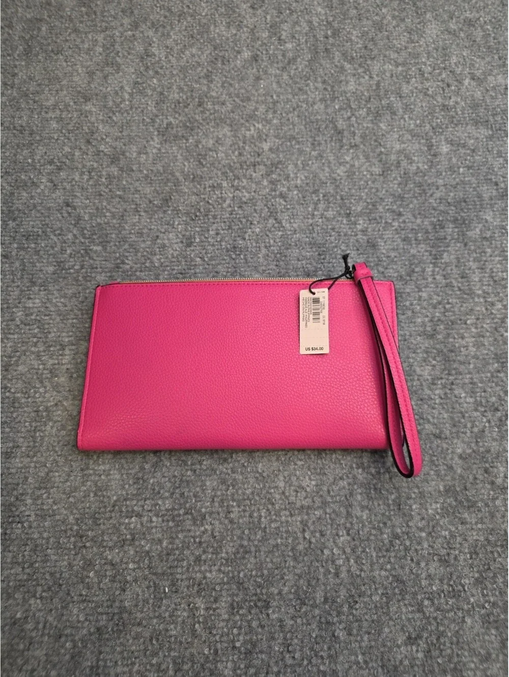 NWT Victoria's Secret Fuchsia Pink Pebbled Leather Wristlet Wallet Clutch - Picture 2 of 6